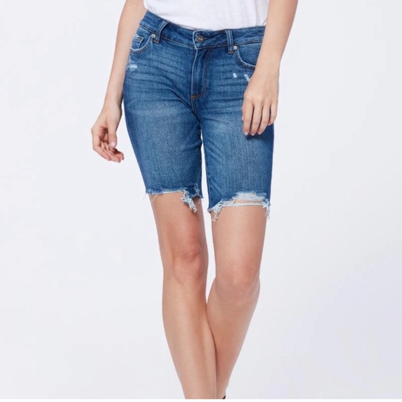 PAIGE Women's Jax Knee Short - Vintage Denim With Stretch, 10" Inseam